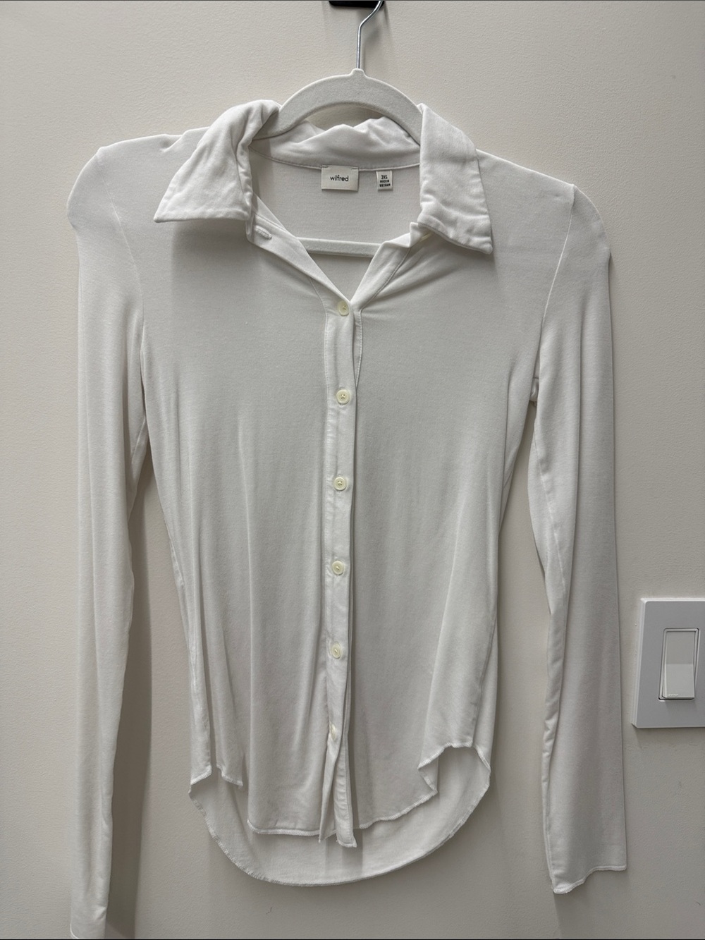 Wilfred Cream Long Sleeve Button-Down Shirt